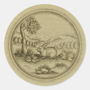 Klassieke Vintage Konijn Ronde Sticker