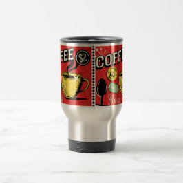 Klassieke vintage kunst in rustieke stijl Coffee R Reisbeker