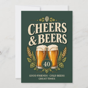 Klassieke Vintage Mannen Cheers & Beers 40e Verjaa Kaart