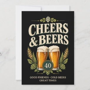 Klassieke Vintage Mannen Cheers & Beers 40e Verjaa Kaart
