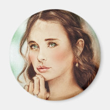 Klassieke vintage meisje Ronde Magneet - Dame van