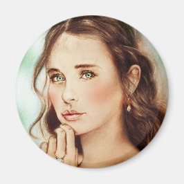 Klassieke vintage meisje Ronde Magneet - Dame van