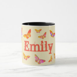 Klassieke Vintage Mooie Vlinder Voeg Naam Emily to Mok