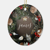 Klassieke Vintage | Naam | Jaar | Kerstmis Keramisch Ornament (Links)