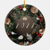 Klassieke Vintage | Naam | Jaar | Kerstmis Keramisch Ornament (Achterkant)