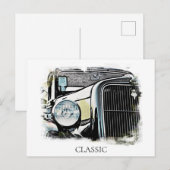 *~* Klassieke Vintage Oude Antieke Autoschildering Briefkaart (Voorkant / Achterkant)