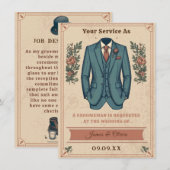 Klassieke Vintage Pak Bruidsjonker Uitnodigingskaa Kaart (Voorkant / Achterkant)