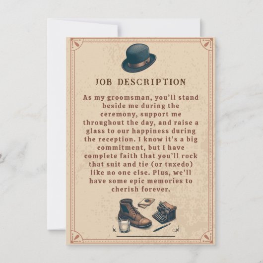 Klassieke Vintage Pak Bruidsjonker Uitnodigingskaa Kaart (Achterkant)