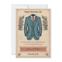 Klassieke Vintage Pak Bruidsjonker Uitnodigingskaa