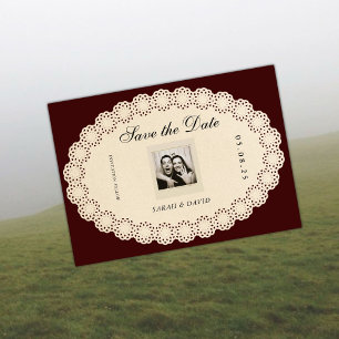 Klassieke Vintage Papier Kant Save the Date