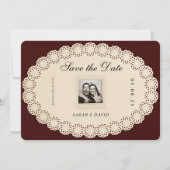 Klassieke Vintage Papier Kant Save the Date (Voorkant)