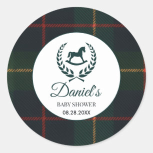 Klassieke Vintage Polo Paard Feestje Baby Borrel Ronde Sticker