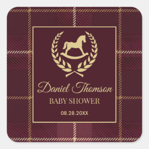 Klassieke Vintage Polo Paard Feestje Baby Shower Vierkante Sticker