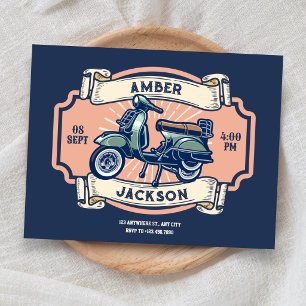 Klassieke vintage retro motorfiets bruiloft kaart
