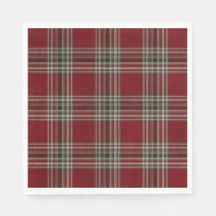 Klassieke vintage rode groene getextureerde tartan servet