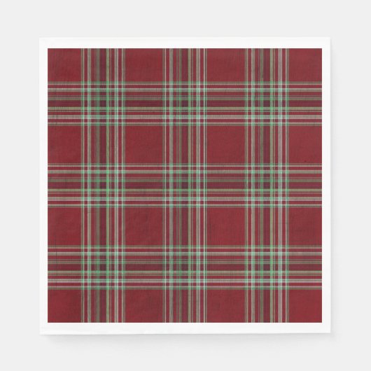 Klassieke vintage rode groene getextureerde tartan servet (Voorkant)