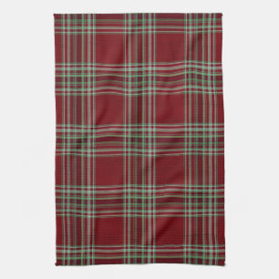 Klassieke vintage rode groene getextureerde tartan theedoek