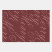 Klassieke Vintage Rode Groene Script Prettig Inpakpapier Vel (Voorkant)