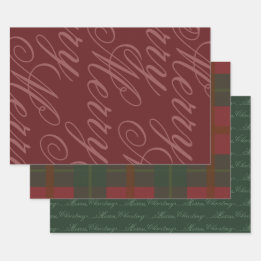 Klassieke Vintage Rode Groene Script Prettig Inpakpapier Vel
