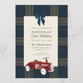 klassieke vintage rode speelgoedauto rsvp qr code  kaart (Voorkant)
