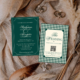 Klassieke Vintage Smaragd Oude Rijken QR Code Trou Kaart