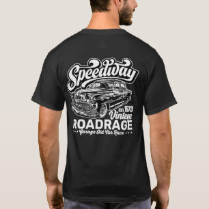 Klassieke Vintage Speedway Autorace Witte Grafiek T-shirt