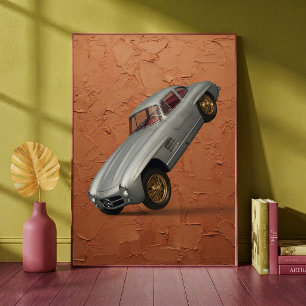 Klassieke Vintage Sportauto doet een Wheelie Kunst Poster