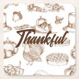 Klassieke Vintage Thanksgiving Minimalistische Rus Kartonnen Onderzetters