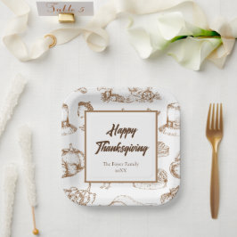 Klassieke Vintage Thanksgiving Minimalistische Rus Papieren Bordje