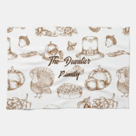 Klassieke Vintage Thanksgiving Minimalistische Rus Theedoek