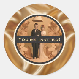 Klassieke Vintage Trouw Verlovingsfeestje Ronde Sticker