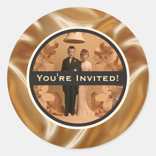 Klassieke Vintage Trouw Verlovingsfeestje Ronde Sticker (Voorkant)