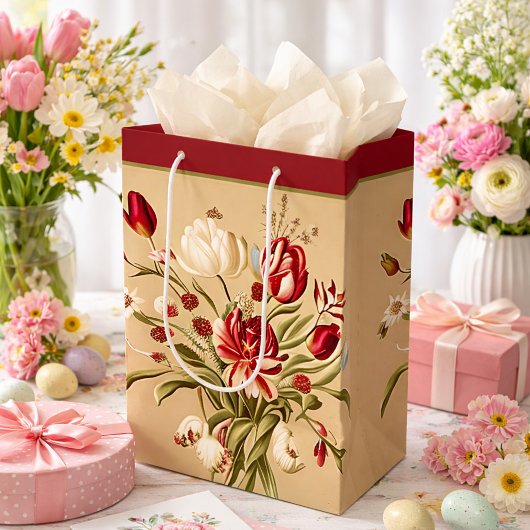Klassieke vintage tulpen medium cadeauzakje