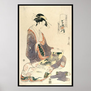 Klassieke vintage ukiyo-e geisha Japanse dame kuns Poster