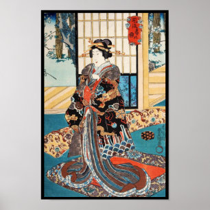 Klassieke vintage ukiyo-e Japanse geisha Utagawa Poster