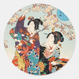 Klassieke vintage ukiyo-e twee geisha's Utagawa ku Ronde Sticker