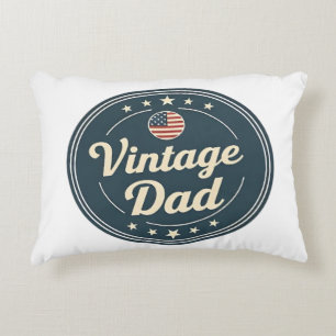 Klassieke Vintage Vader Retro Badge Stars & Stripe Accent Kussen