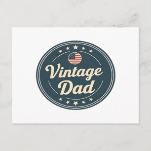 Klassieke Vintage Vader Retro Badge Stars & Stripe Feestdagenkaart