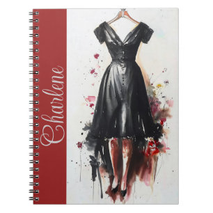 Klassieke vintage Victoriaanse zwart-wit jurk Notitieboek