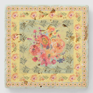 Klassieke vintage waterverf bloemrijke artistieke  stenen onderzetter
