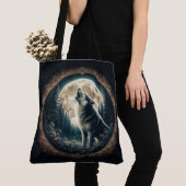 Klassieke, vintage wolf & maan  tote bag (Dichtbij)