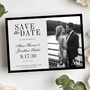 Klassieke vintage zwart-grijze foto trouw save the date
