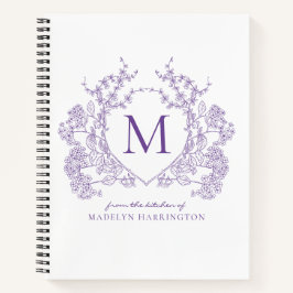 Klassieke Violet Bloemkam Monogram Recept Notitieboek