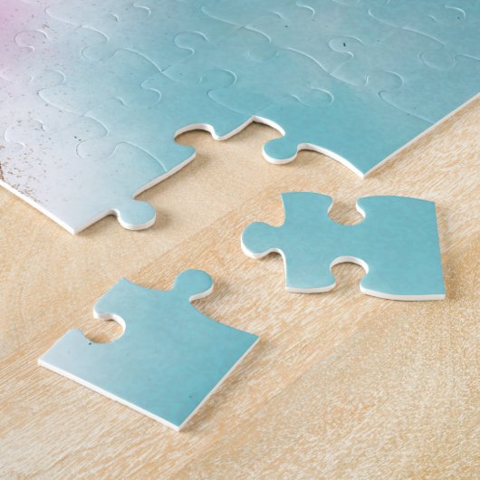 Klassieke Violin Lady, roze en blauwe  kunst Legpuzzel (Zijkant)