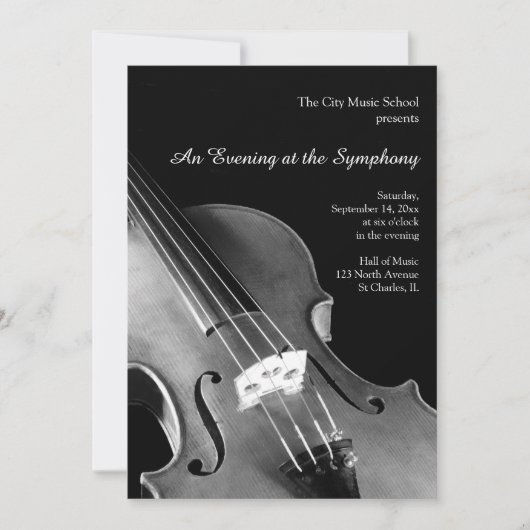 Klassieke Violin Symphony Overweging Uitnodigingen (Voorkant)