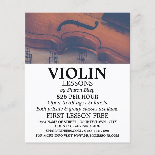 Klassieke Violin, Violin Lessons Adverteren Flyer (Voorkant)
