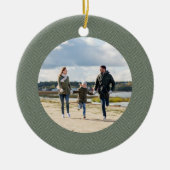 Klassieke visgraat eenvoudige salie groene foto keramisch ornament (Voorkant)