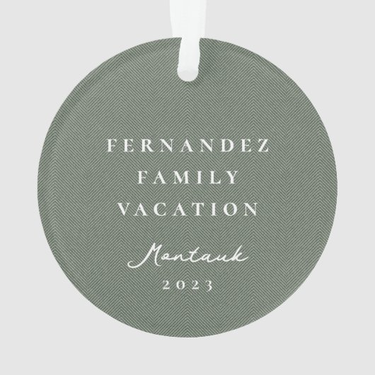 Klassieke visgraat eenvoudige salie groene foto ornament (achterkant)