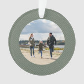 Klassieke visgraat eenvoudige salie groene foto ornament (voorkant)