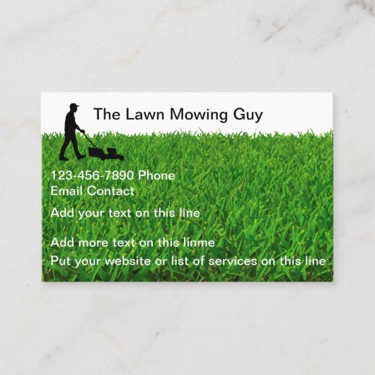 Klassieke Visitekaartjes voor Lawn Mowing Service (Voorkant)